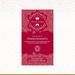 Organic Pomegranate Capsules - Pomegranate Supplements | Certified Organic by Soil Association | Vegetarian & Vegan Friendly | Ayurveda | 60 Easy Swallow Pomegranate Tablets | Manufactured in the UK