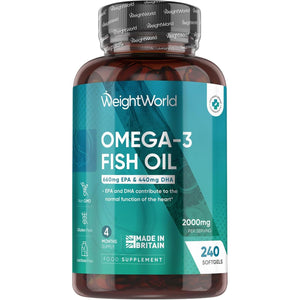 Omega 3 Fish Oil 2000Mg - 240 Softgels (4 Months Supply) - 660Mg EPA & 440Mg DHA - Omega 3 Fatty Acids Supplements - Fish Oil Capsules - Made in the UK - Gluten-Free & Lactose-Free Capsules