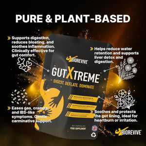 Biorevive Gut Xtreme – Advanced Gut Repair for Men & Women – Bloating Relief, Digestion Support & Gut Cleanse with Ginger, Dandelion, Fennel & Marshmallow – Reduces Water Retention & Soothes Gut Linin