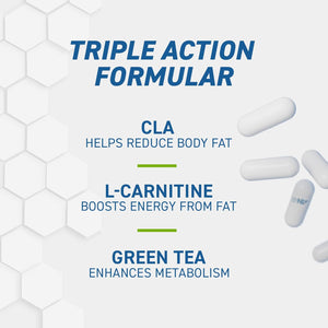 Applied Nutrition CLA + L-Carnitine & Green Tea - Fat Burner for Weight Loss, Energy & Metabolism Support (100 Capsules / 50 Servings)