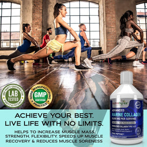 Marine Collagen Liquid 10000Mg | Sugar Free | Hydrolysed Collagen Peptides | Hyaluronic Acid, Biotin, Silica, Vitamin C, Vitamin D3 | Skin, Hair, Nails | Liquid Collagen Supplement for Women & Men