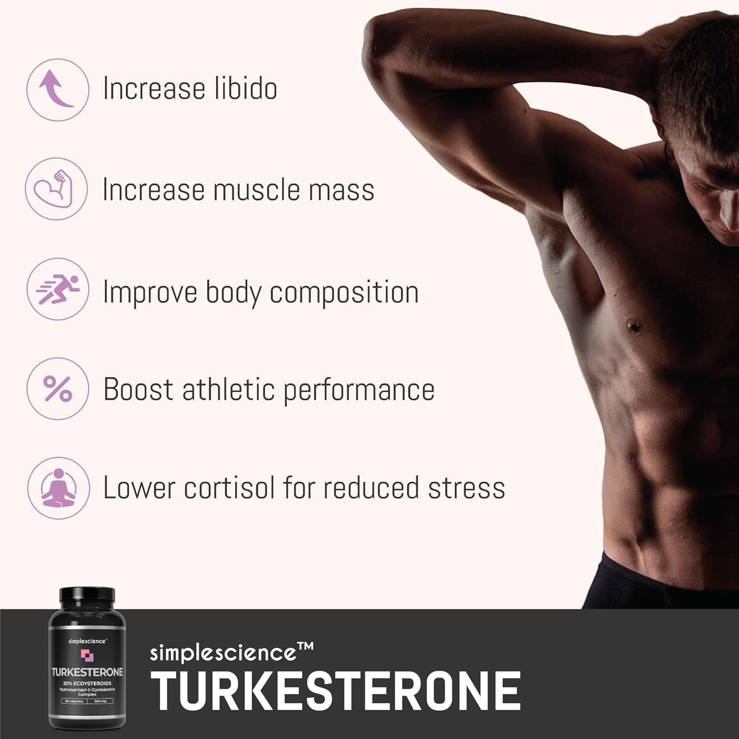 TURKESTERONE 500Mg | 20% Ecdysteroids | Hydroxypropyl-Β-Cyclodextrin Complex | 60 X 500MG Capsules | Lab Tested | Sports Performance Supplement | 100% Natural and Non-Gmo
