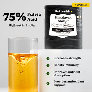 Better Alt Pure Himalayan Shilajit Resin High Potency Gold Grade for Men & Women| 75 Servings for Energy Boost & Immune Support, 75%+ Fulvic Acid, with Lab Test Report,400Mg