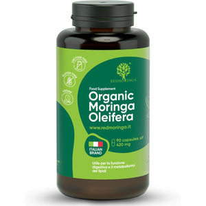 Organic Moringa Oleifera Capsules – 100% Natural Superfood | High Fibre Supplements | Supports Digestion, Metabolism & Immune System | 90 Moringa Capsules Made in Italy - Redmoringa
