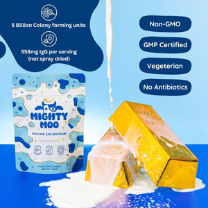 Bovine Colostrum Powder Supplement with Probiotics for Gut Health, Immune Support & Bloating, High Igg Levels Unflavoured, 30 Servings 100G.