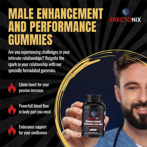 ERECTONIX 60 Gummies for Men - with Maca Root, Tribulus and More - Designed to Boost High Stamina - Men’S Strong Dietary Supplement UK Original