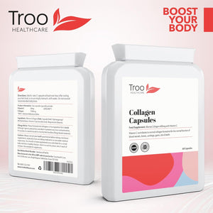 Troo Health Troo Marine Collagen Supplement - 60 High Strength Capsules 1200Mg Serving - Hydrolysed Marine Collagen Peptides with Vitamin C to Support Healthy Skin - UK Manufactured to GMP Standards
