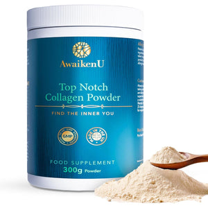 High Strength Marine Collagen Powder with Hydrolysed Marine Collagen Peptides, Hyaluronic Acid & VIT C - 300G -10,000Mg Unflavoured -Skin Elasticity, Hair Growth, Nails & Joint Health- Awaikenu