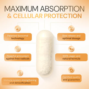 Liposomal Glutathione, Goldman Laboratories - Maximum Bioavailability 2 Capsules 300Mg - Glutathione Antioxidant Capsule - Free Radicals Catalysis - 100% Vegan and Vegetarian – Slow Release