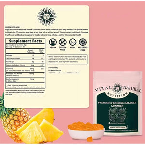 OPTISTRENGTH Balance Vaginal Probiotics Gummies for Women - Ph Balance with Prebiotic & Lactobacillus Probiotic Blend, Promote Healthy Odor & Flora | 60 Count Probiotic for Women Pineapple Flavour