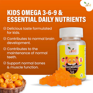 Omega 3 6 9 Gummie Kids,15 Day Supply, Natural Orange Flavour, 30 Chewable Vegan Gummies, Vegetarian Friendly, Energy & Immune System, Kids Omega 3 6 9 Gummies, GMO & Gluten Free.