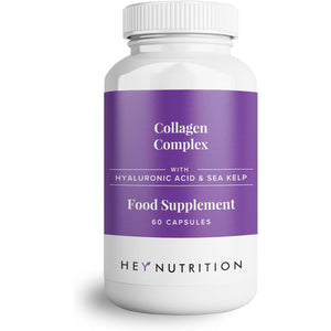 Hey Nutrition Collagen Complex Hyaluronic Acid & Sea Kelp Vitamin E, C, Biotin - Healthy Nails, Skin, Hair Joints Metabolism - Type 1 Marine Supplement - Non GMO, 60 Capsules