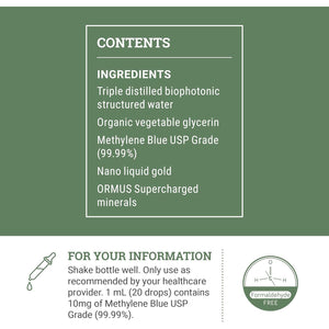Earth Harmony Methylene Blue Pharmaceutical Grade 99.99% with Dropper, with Liquid Gold for Enhanced Photodynamic Activity & Increased Absorption, Methylene Blue USP Grade, No Formaldehyde (2 Oz)
