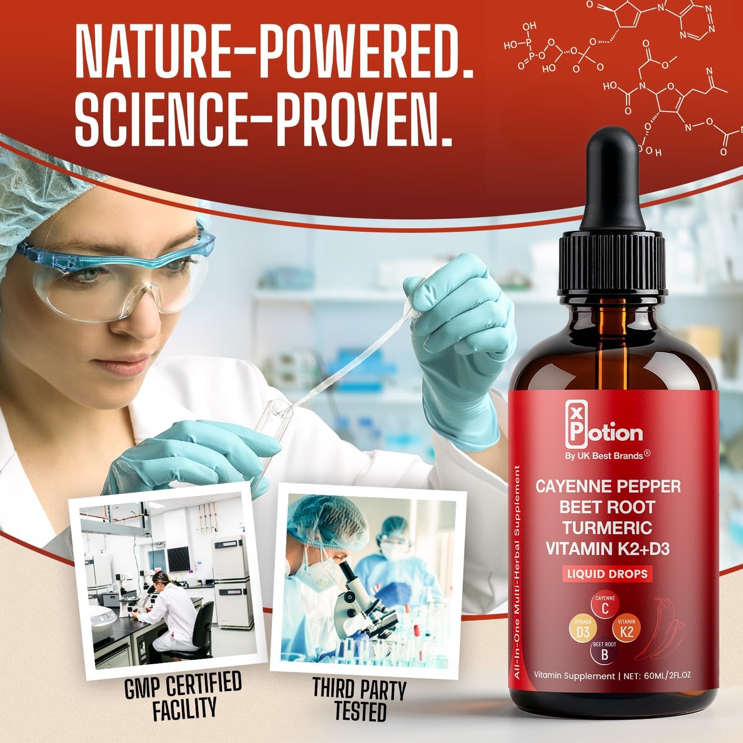 Cayenne Pepper Drops – Xpotion - Natural Liquid Extract with Beet Root, Vitamin D3 & K2 – 60Ml Herbal Supplement