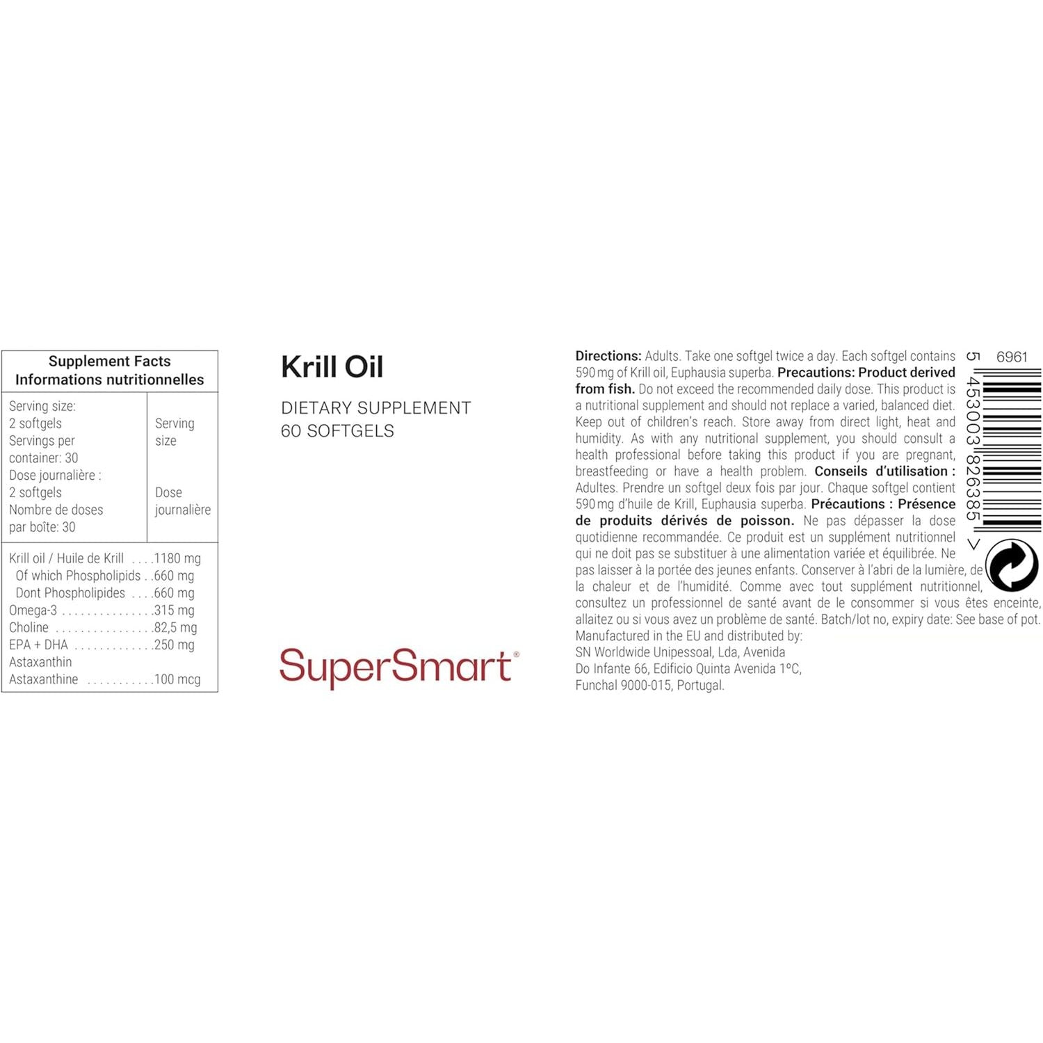 Krill Oil – Supports Normal Blood Pressure – Naturally Rich in Omega‑3 (EPA & DHA), Antioxidants & Phospholipids – Supersmart