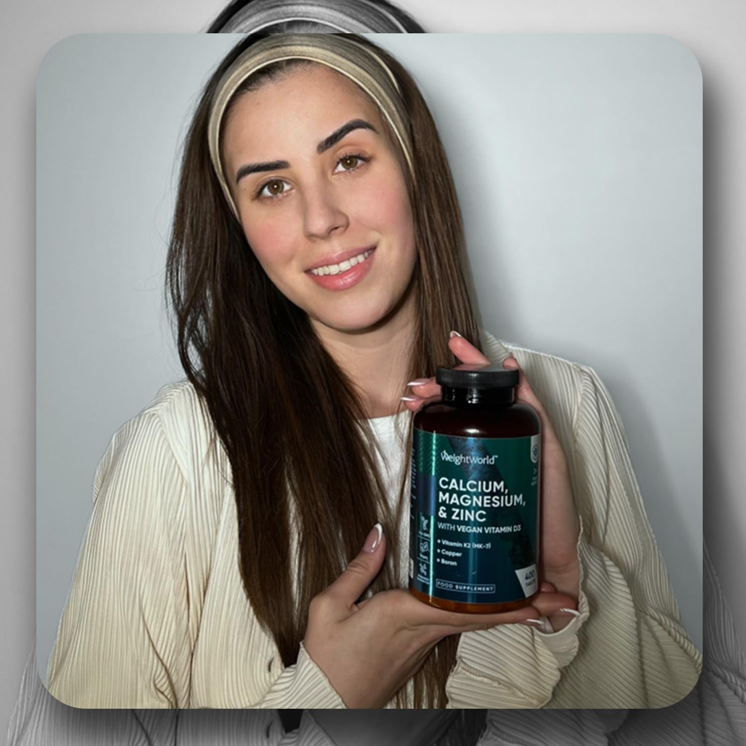 Weightworld Calcium, Magnesium, Zinc and Vitamin D Supplement | 1+ Year Supply | 400 Vegan Tablets | Calcium Tablets with Vitamin K2, Vitamin D, Copper & Selenium | Magnesium Stearate-Free