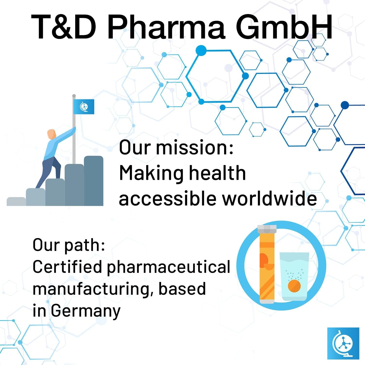 German Calcium + Vitamin D Drink Effervescent Tablets 60 Servings Orange-Grapefruit Flavour - 500 Mg Calcium, 2,5 Μg Vitamin D3 - T&D Pharma – Made in Germany