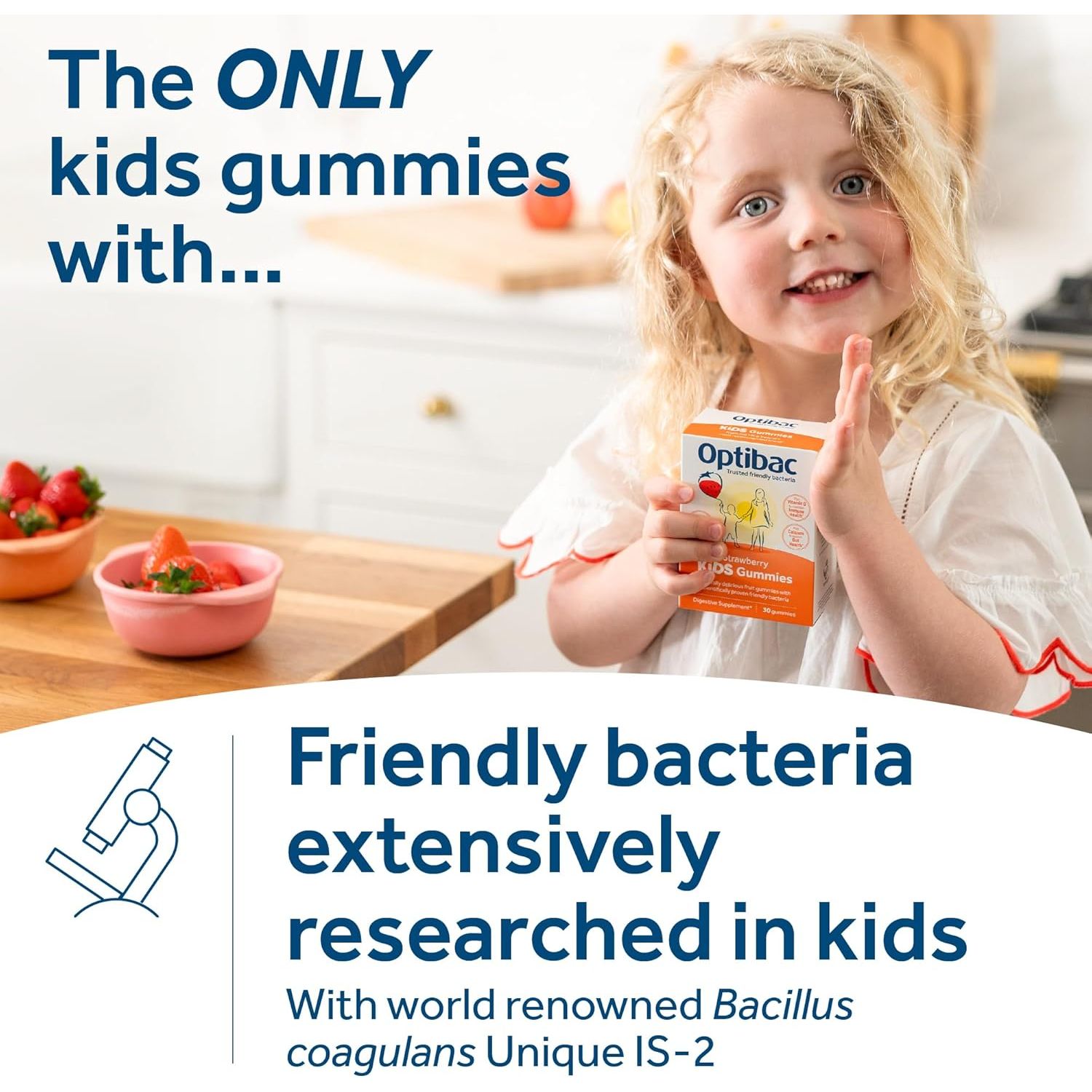 Optibac Kids Probiotic with Vitamin D & Calcium for Immune System Support & Gut Health and 2 Billion Bacterial Cultures - 30 Vegan Gummies