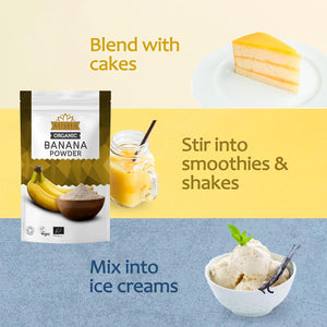 AUSHA Organic Banana Powder 250G | Gut Health, Gluten Free, Fibre, Energy, Endurance | Baking, Protein Shakes, Porridge - Certified Organic by Soil Association