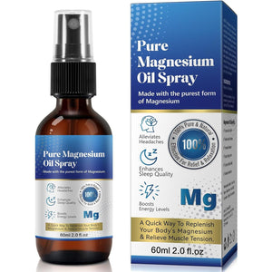 Pure Magnesium Oil Spray, 100% Natural Magnesium Spray, 60ML Magnesium Oil for Feet, Organic Topical Magnesium Spray