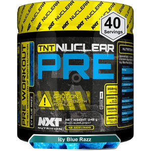 NXT Nutrition TNT Nuclear Pre Workout – Pre Work Out Energy Drink| L-Citrulline, Beta Alanine, Caffeine for Pump, Endurance & Focus - 40 Servings Mixed Candy, Vegan (ICY Blue Razz)