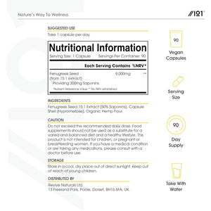 Fenugreek Seed Extract 9000Mg - High Strength 50% Saponins (300Mg) - 90 Vegan Capsules (3 Months Supply) - Resealable and Recyclable Pouch - by Alpha01