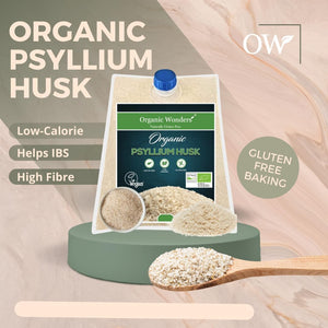 Organic Psyllium Husk Powder (500G) | 99% Pure | High in Fibre | Digestive Support, Regularity & Weight Management | 100+ Servings | Gluten-Free | Premium for Baking by Organic Wonders®