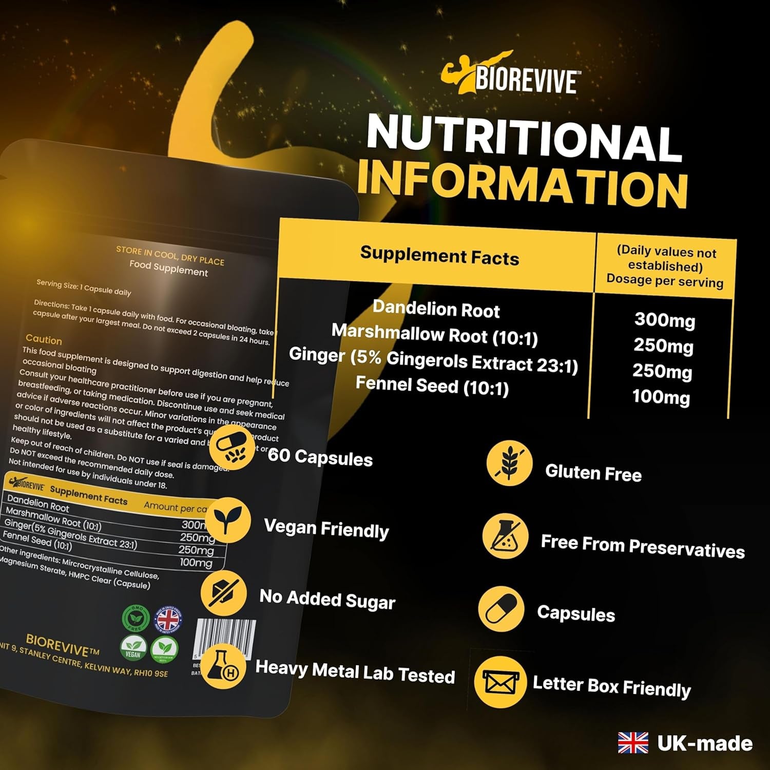 Biorevive Gut Xtreme – Advanced Gut Repair for Men & Women – Bloating Relief, Digestion Support & Gut Cleanse with Ginger, Dandelion, Fennel & Marshmallow – Reduces Water Retention & Soothes Gut Linin