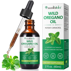 Wild Oregano Oil Drops 60Ml, Natual Organic Oreganooil Wild Mediterranean Essential Oil of Oregano Liquid Herbal Supplement for Cold, Cough, Immune Support & Gut Health | Vegan, Non-Gmo