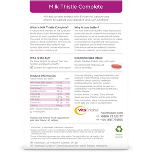 Healthspan Milk Thistle Complete (90 Tablets) | 50Mg Milk Thistle Extract | with B Vitamins, Calcium & Choline to Support Your Digestive Health & Liver Function | Vegan Friendly