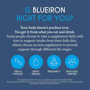 Blueiron Liquid Iron Supplement with Nordic Blueberries + Vitamin C, Vitamin B12, Folic Acid, Biotin and Zinc | 250Ml | Suitable for Vegans | Easily Absorbed and Gentle on the Stomach
