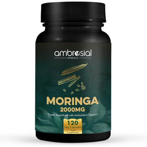 Ambrosial Moringa Capsules 2000Mg | Moringa Leaf Extract | Plant-Based Herbal Supplement | Natural Wellness Support | 120 Vegan Capsules