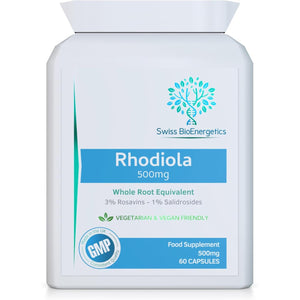 Rhodiola 500Mg (3% Rosavins - 1% Salidrosides) Whole Root Equivalent – 60 Capsules - Suitable for Vegetarians and Vegans