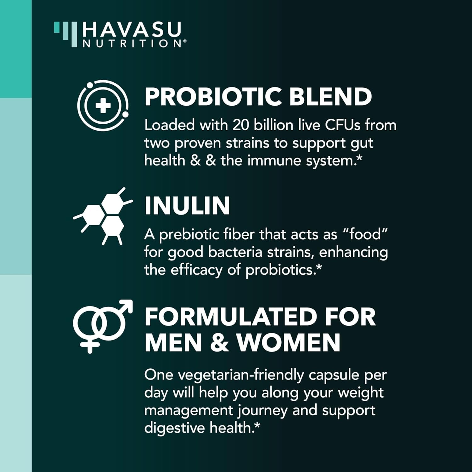 Prebiotics and Probiotics for Women and Men as Digestive Enzyme Support | Healthy Gut Flora with Patent Pending Probiotic and Prebiotic Blend | 60 Non-Gmo, Vegetarian Digestive Support Capsules