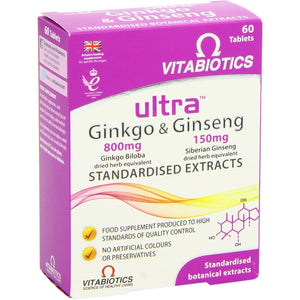 Vitabiotics Ultra Ginkgo and Ginseng Tablets - 60 Tablets