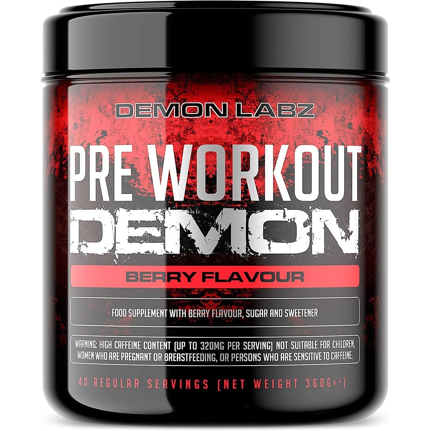 Pre Workout Demon - Advanced Pre-Workout Energy Powder with Creatine, Caffeine, Beta-Alanine & Glutamine, Berry Blast, 360G - 40 Servings
