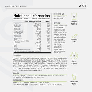 Multivitamins & Minerals for Men and Women – 90 Vegan Tablets – High Strength 18 Essential Vitamins & Minerals with Iron, Vitamin C, B12 & D3 – by Alpha01