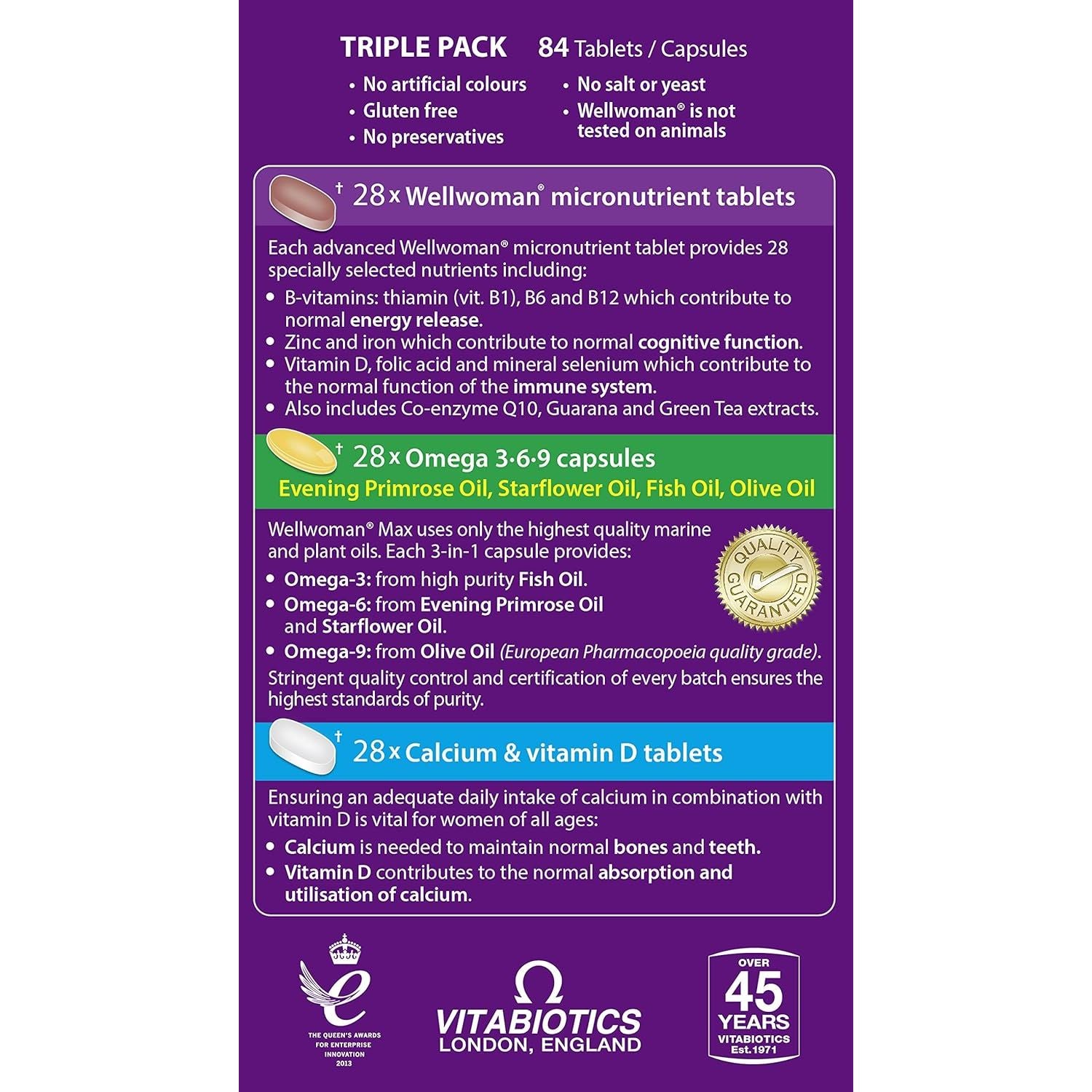 Wellwoman Max, Beauty Supplements, Maximum Support Formula for Women Wanting to Boost Energy, Immune System and Bone Health, 84-Multivitamin Tablets by Vitabiotics