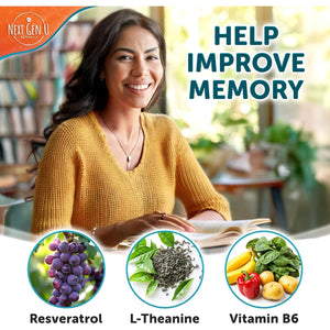 Brain Supplement - 120 Vegan Capsules - Dietary Nootropic May Help Memory, Cognitive Function & Focus - Formulation with Amino Acids, Polyphenols & B Vitamins - for Women, Men & Seniors - by Nextgenu