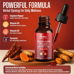 Cayenne Pepper Drops – Xpotion - Natural Liquid Extract with Beet Root, Vitamin D3 & K2 – 60Ml Herbal Supplement