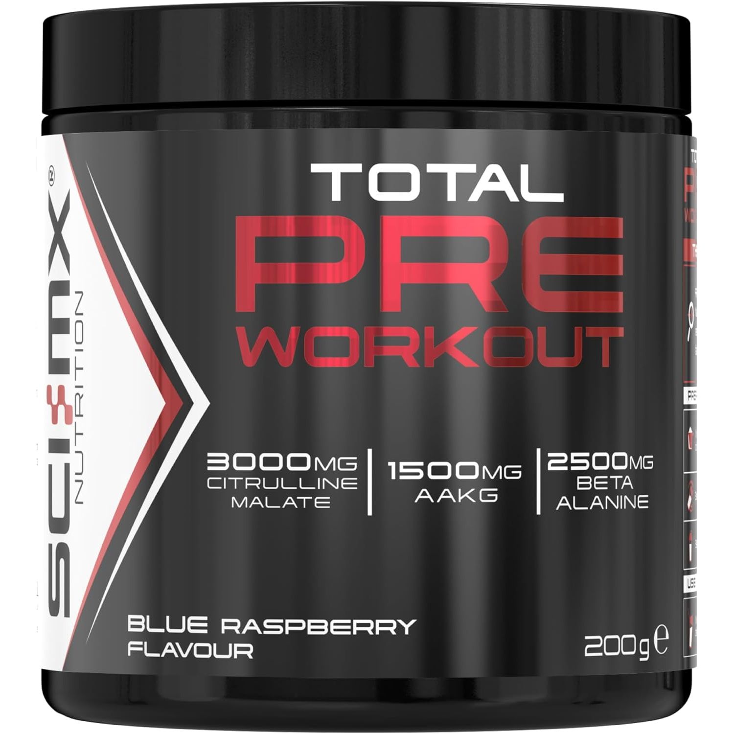 SCI-MX - Total Pre Workout - Blue Raspberry Flavour - 2500Mg Beta Alanine • 3000Mg Citrulline Malate • 200Mg Caffeine • Niacin for Fatigue - 200G