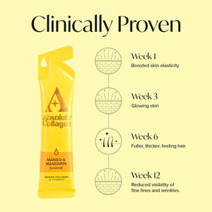 Absolute Collagen Marine Liquid Collagen Supplement for Women | New Lemon Flavour, Supports Hair, Nail & Skin Health, 8000Mg of Hydrolysed Collagen per Sachet, Vitamin C | 14 Sachets