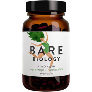 Bare Biology Vegan Omega 3 Algae Oil + Astaxanthin - Vim & Vigour Capsules (30 Servings) EPA 250Mg DHA 500Mg, Sustainably Sourced/Independently Tested for Purity