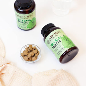 Arumba Ayurveda Tulsi (Holy Basil) Tablets 240 Nos, Ocimum Sanctum - 500 Mg per Tablet, Made from Pure Tulsi Leaf Powder