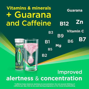 Berocca Boost Effervescent Tablets with Guarana, Caffeine and Vitamin B12, Also Contains Vitamin C and Magnesium, 1 Pack of 20-3 Weeks Supply