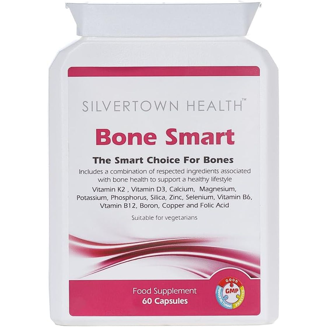 Bone Smart 60 Capsules - Premium Bone Support Food Supplement. Fourteen Key Nutrients Including Vitamin K2 (As Menaquinone 7-Natto),Vitamin D3, Calcium, Magnesium and Much More