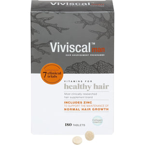 Viviscal Hair Supplement for Men, Pack of 180 Tablets, Natural Ingredients with Rich Marine Protein Complex Aminomar C, Zinc & Flax Seed, Contributes to Healthy Hair Growth (3 Month Supply)