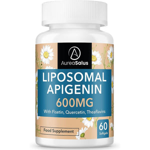 Apigenin 600Mg, Optimal Dose Liposomal Apigenin Softgels for Sleep, Relaxation & Mood, Powerful Flavonoid, with Fisetin, Quercetin and Theaflavins (60 Count (Pack of 1))