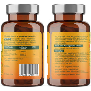 Ashwagandha 5000Mg 90 Tablets, Super High Strength Ashwagandha- 3 Months Supply from Beauty & Co, Pure Ashwagandha, Vegan, Made in the UK.
