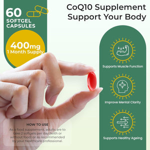 Glow within Liposomal Coq10 Ubiquinol 400Mg per Serving | Coenzyme Q10 Supplement with Resveratrol | Supports Heart and Brain Health, Fertility, Energy Boosting, Fatigue Reducing | Enhanced Absorption